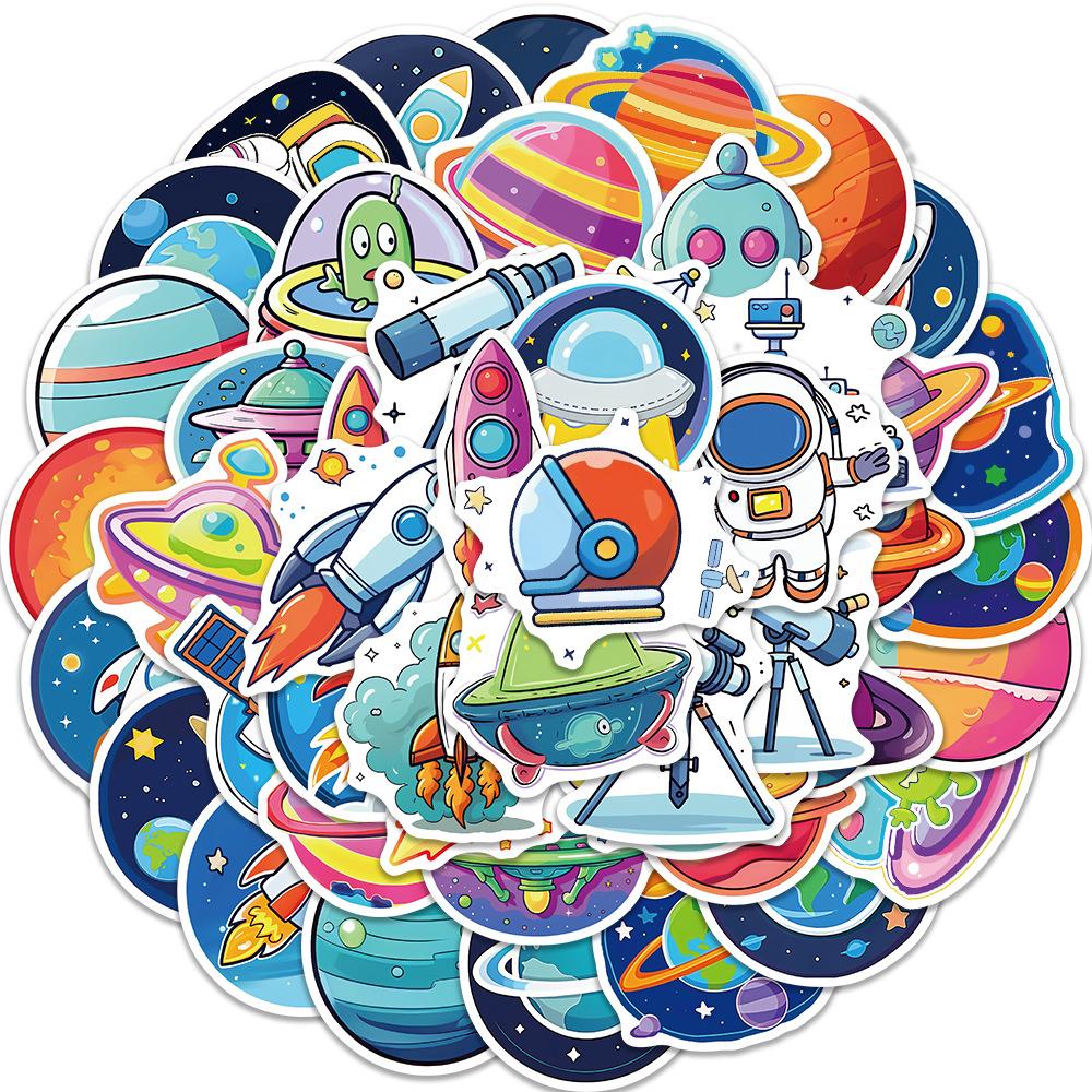 50 Cartoon Hand-drawn Planet Graffiti Stickers Personalized Decorative Guitar Notebook Suitcase DIY Waterproof Stickers