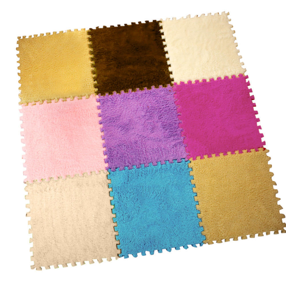 30*30cm Kids Carpet Foam Puzzle Mat EVA Shaggy Velvet Baby Eco Floor 7colors