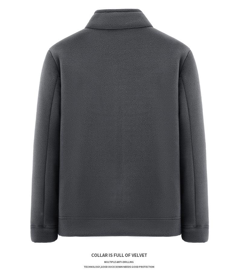 Men's Plus Size M-8XL Stand Collar Fleece Jacket - Loose, Fleece-Lined, Thickened for Autumn/Winter Outdoor Sports