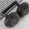 2 IN 1 Steel Wool Scrubber Stainless Steel Wire Bristle Metal Scrubbing Sponge  BBQ Grill