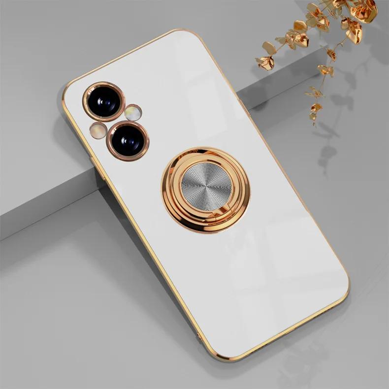 

Plating Gloss Surface Silicone Phone Case For VIVO V50 40 30 29 25 E Pro Lite Y04 29S 4/5G 360° Rotate Ring Holder Cover For VIVO V29