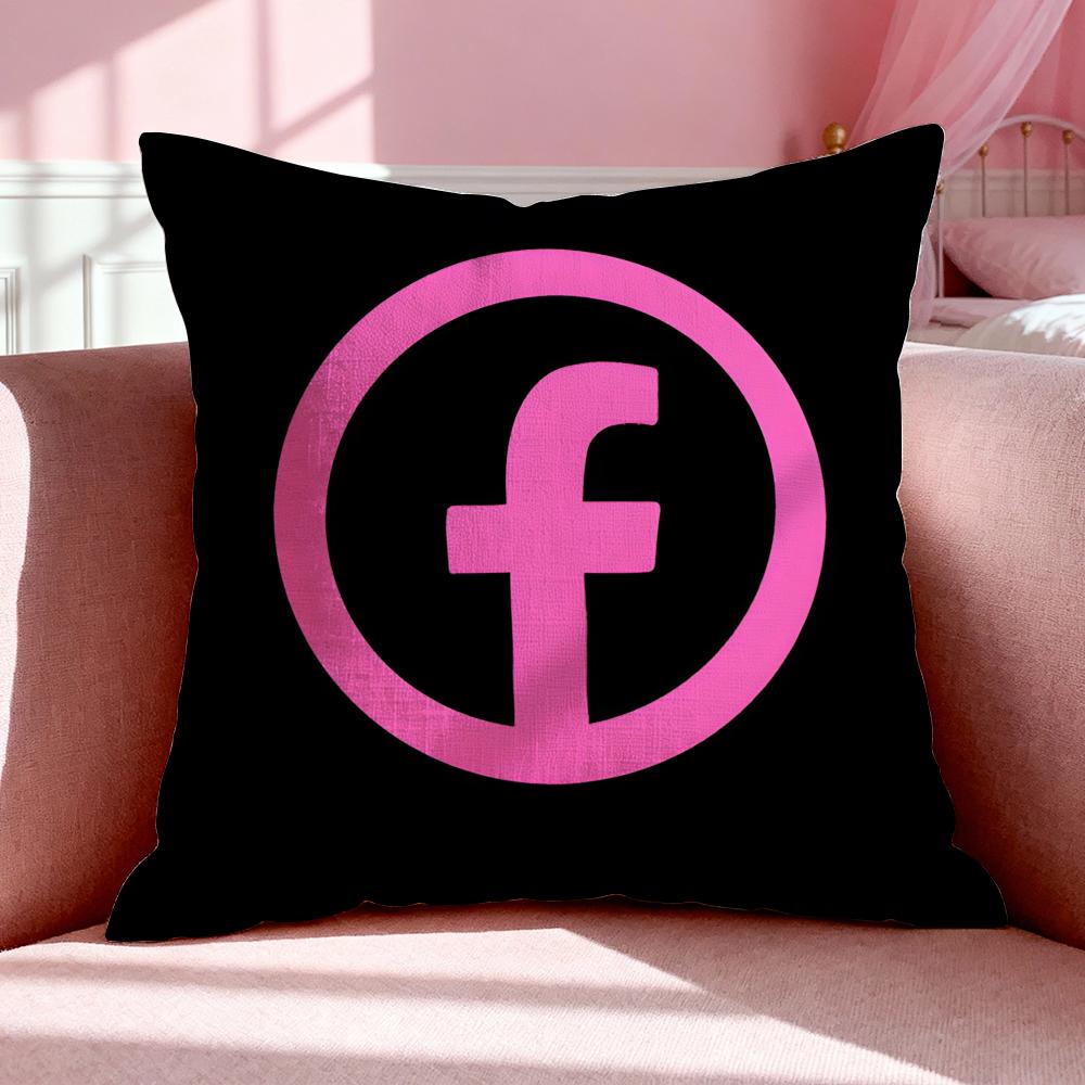 Social FFFFacebookSS Cushion Cover Breathable Linen Pillowcase Summer Odorless EcoFriendly Invisible Zipper Washable