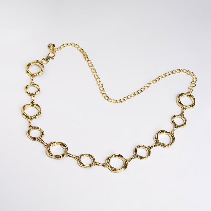 Lanț de talie retro geometric sculptat pentru femei - elegant, versatil, stil occidental clasic