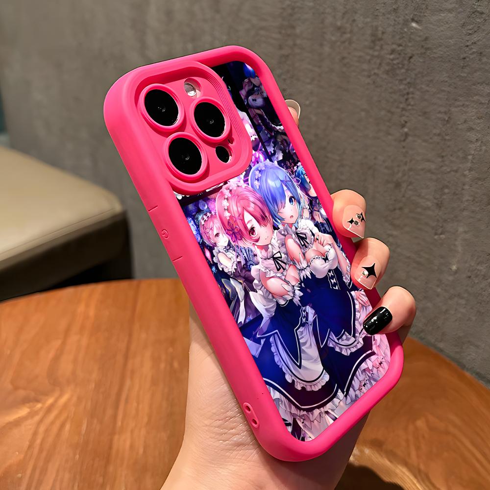 ReZero Rem Ram Thicken TPU Mobile Phone Case for iPhone 17 16 15 14 13 12 11 Air Pro Max Plus Colorful Cover
