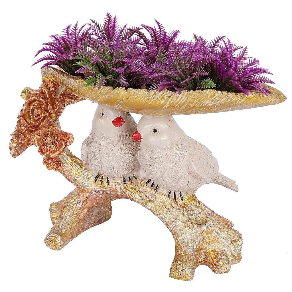 2 Birds Sitting On Tree Branch Figurine Home Decoration Showpiece Chidiya Statue for Home Decor Item Sparrow Pair Showpiec