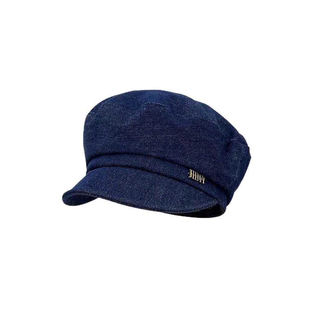 Temperament Denim Schiebermütze Damen Herbst Vielseitig Gesicht Zeigend Kleine Baskenmütze Zeitungsjungenmütze