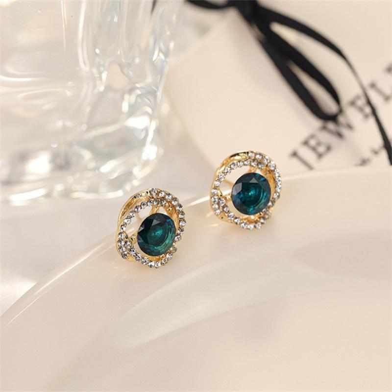 

Элегантные модные корейские зеленые циркониевые серьги-гвоздики для женщин и девушек, подарочные ювелирные изделия оптом