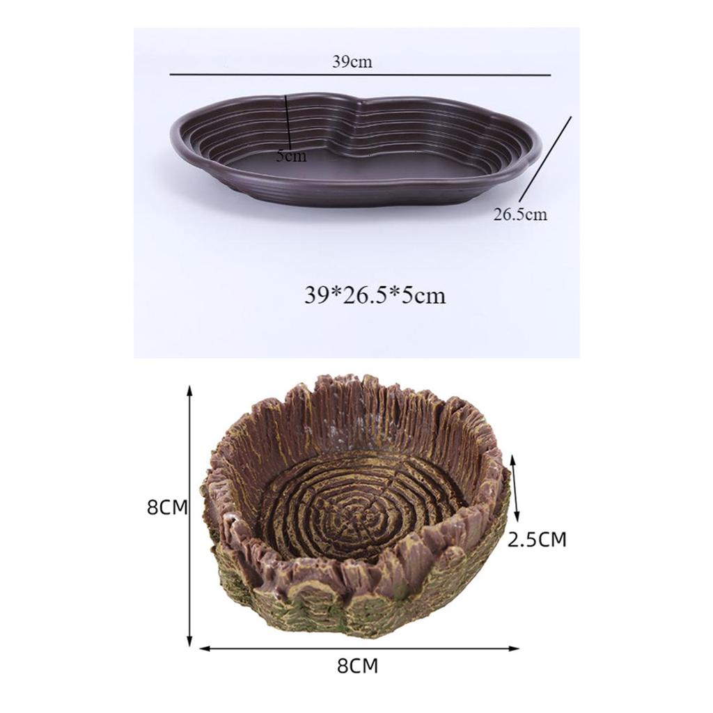 Reptile Bathing Dish Tortoise Feeder Amphibians Habitat Reptile Water Food Bowl Feeding Dish for Bearded Dragons Turtle