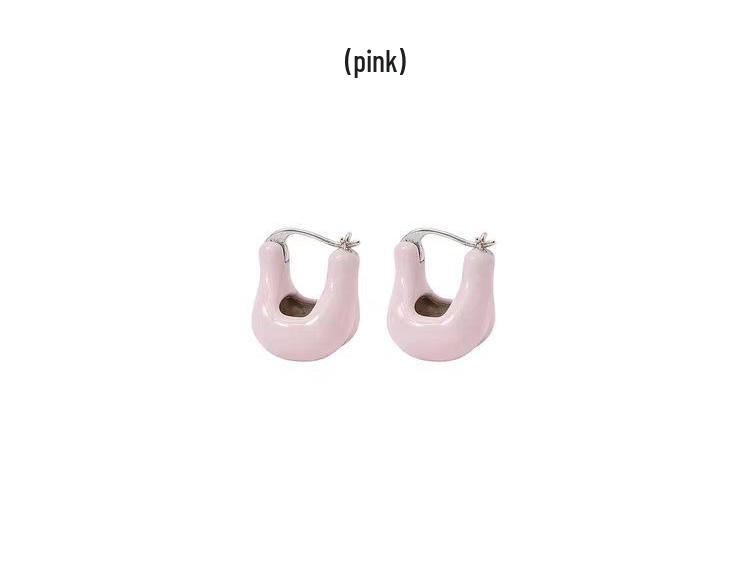 Luxury Enamel U-Shaped Geometric Earrings – Versatile and Elegant Studs for Women