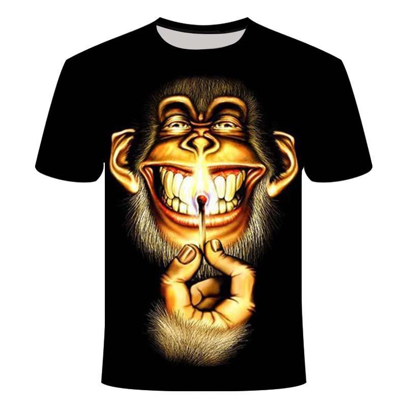 3D Fashion Funny Monkey Graphic T Shirts Summer Casual Animal Pattern Men's T-shirt New Hip Hop Print Short Sleeve T-shirts Tops