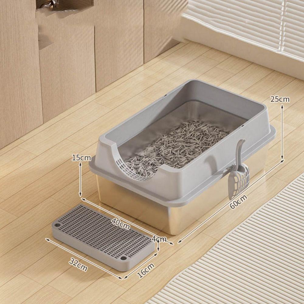 Stainless Steel Cat Bedpans Anti-splash Cover Cat potty New Cat Litter Box  Pet Supplies
