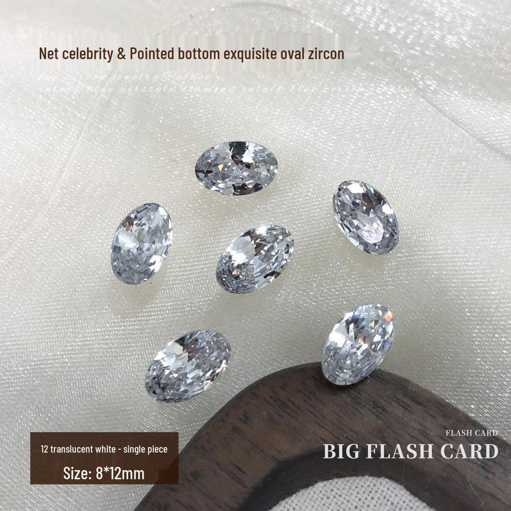 Elegant Zirconia Nail Art Gems: Sparkling White & Champagne Irregular Oval Diamonds