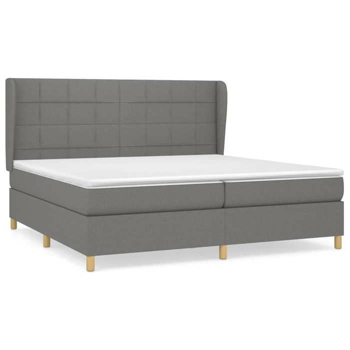 Maison Exclusive - Sommier à lattes de lit avec matelas Gris foncé 200x200cm Tissu