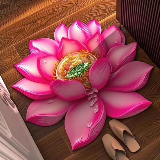 Bodenmatte 3D Blumendesign Rutschfest Wasserdicht Abriebfest Bodenteppich Knieend Yoga Meditationskissen