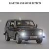 1/32 Scale Lada NIVA Jeeps Diecast Car Model Toy, Pull Back Toy Vehicle with Sound and Light for Kids Toddler Boys Girls Gift Collection
