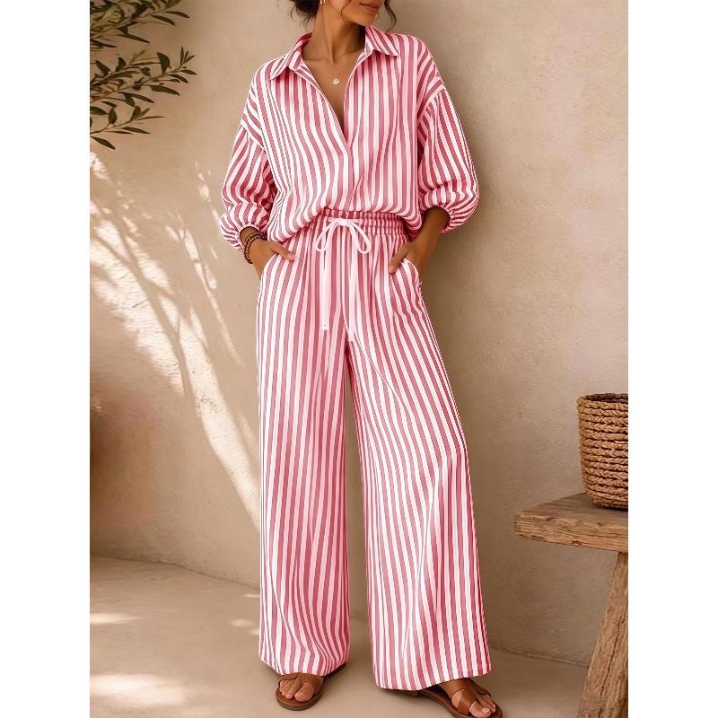GMXIA Women's Fashion Casual Autumn Winter Long Sleeve POLO Neck Pants Suits