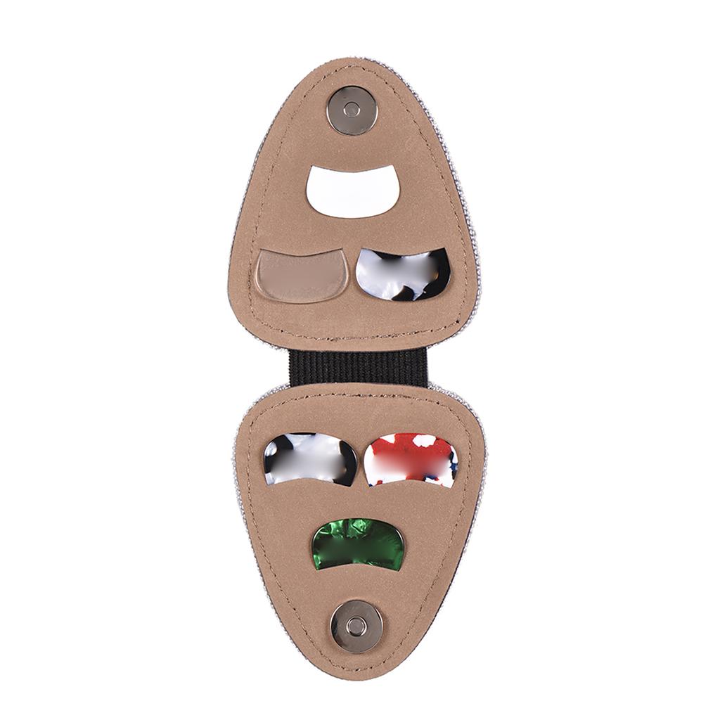 Guitar Picks Holder Case Bag PU Synthetic Leather with 6pcs Celluloid Picks String Instrument Accessories