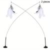 Feather Bell Steel Wire Long Rod with Suction Cup Cat Teaser Toy - Self-Entertaining Cat Teaser Rod for Interactive Play, Suitab