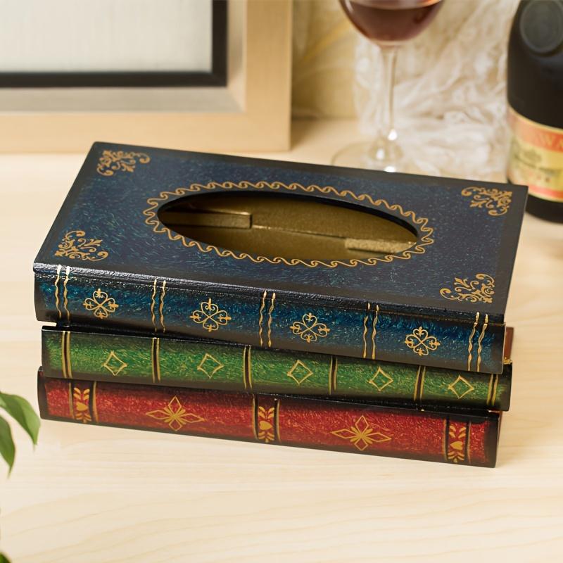 1pc Tissue Box, Retro European Style Analog Book Tissue Box, Household Daily Desktop Tissue Storage Box, Suitable For home