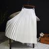 Spring New Solid Color Pleated Skirt Skirt Medium and Long High Waist Skirt