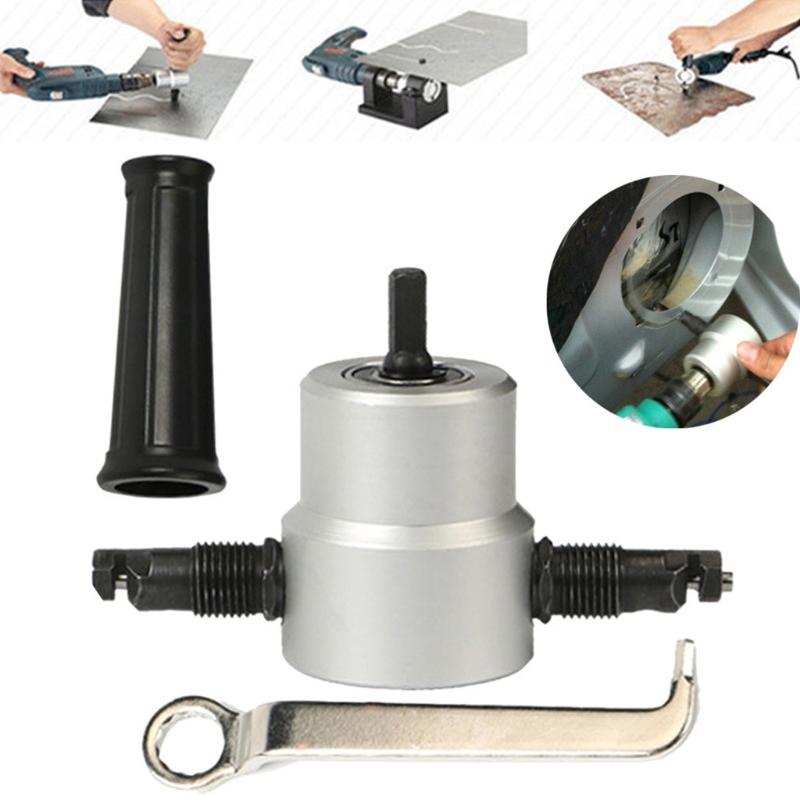 Tool Parts Professional Nibble Metal Cutting Double for Head Metal Sheet Cutter Saw Cutter Drill Attachment