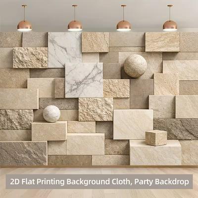 2D Neutral Beige Stone Wall Backdrop for Minimalist, Calm and Aesthetic Room Decor