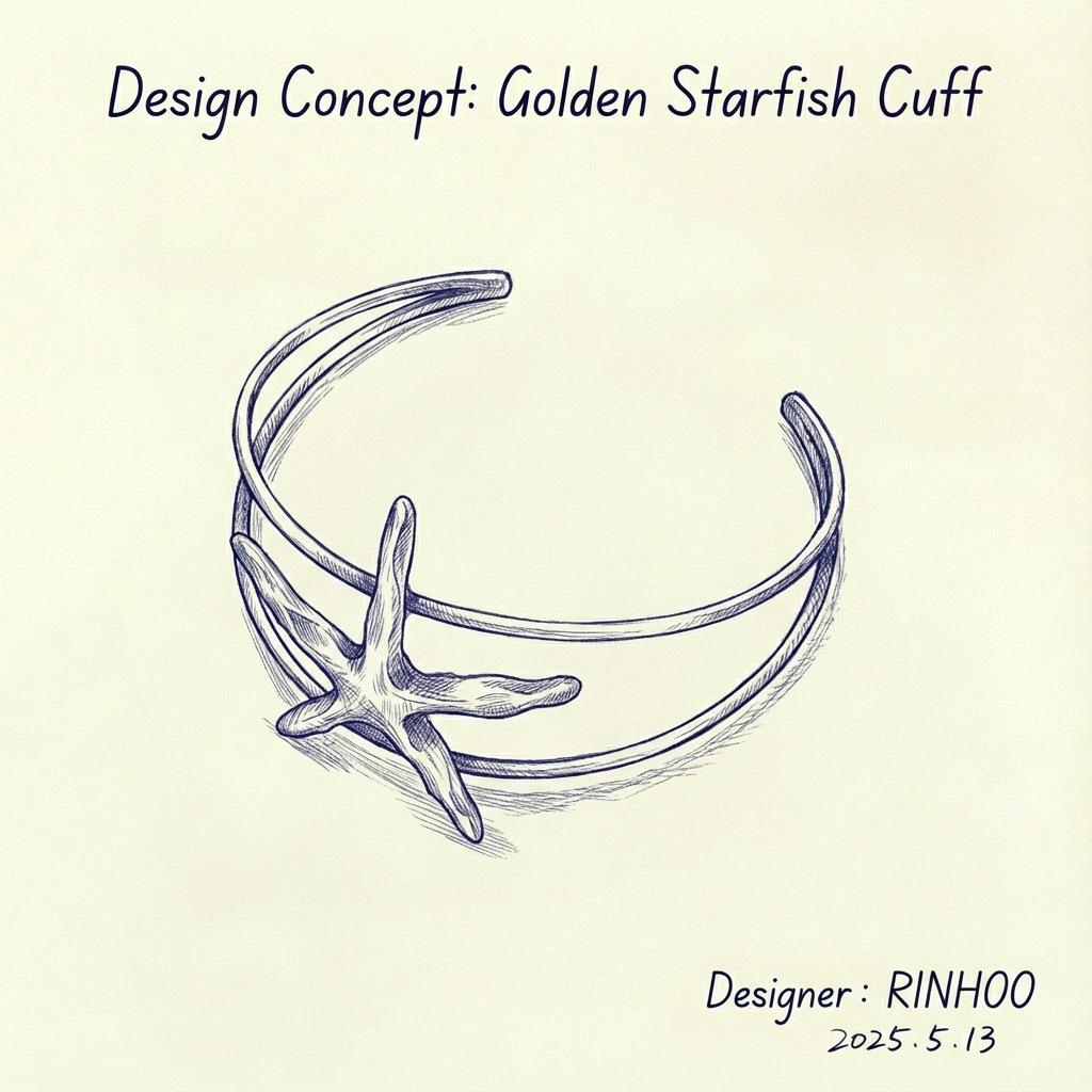 Women's Adjustable Arm Bracelet Fashionable Versatile Vacation Style Starfish Open Adjustable Arm Bracelet