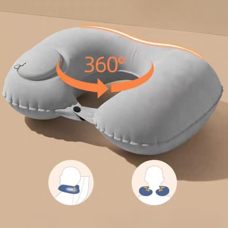 Press type inflatable U-pillow U-shaped airplane headrest Portable outdoor travel pillow Foldable neck pillow nap