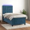 VidaXL Upholstered Bed Base and Mattress and LED Dark Blue 80x200cm Velvet - Model 3136333