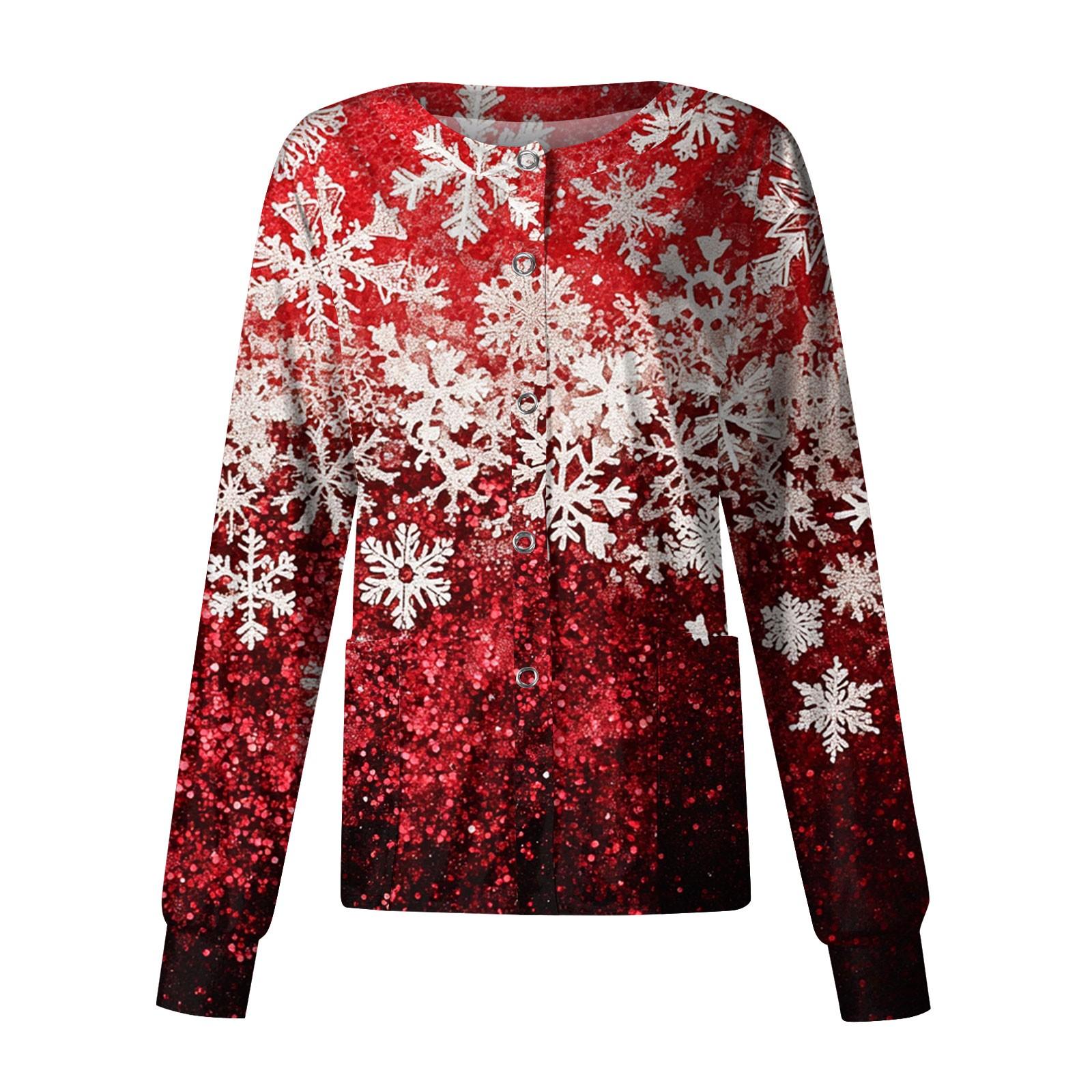 

Женская повседневная одежда с длинным рукавом и рождественским принтом, кардиган, верхняя одежда, униформа XXXL