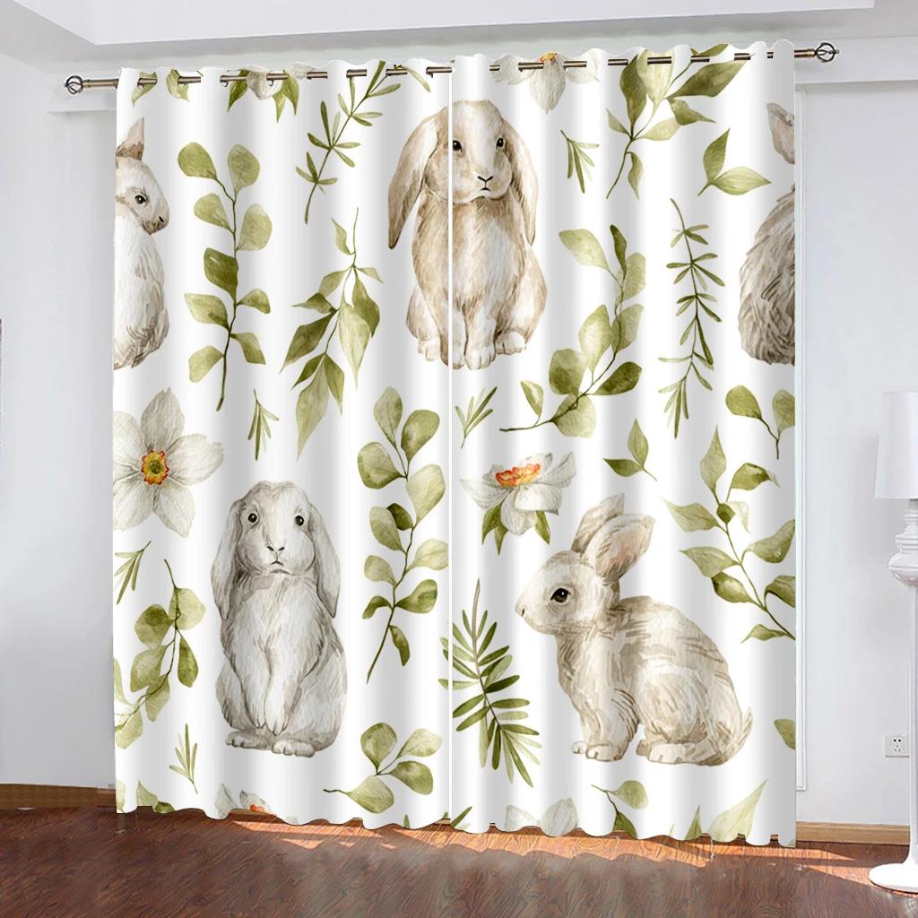 Easter Bunny Eggs Styles High Shading Curtains Variou Cartoon Styles and Colors Thick Blackout Drape Living Room Bedroom Curtain