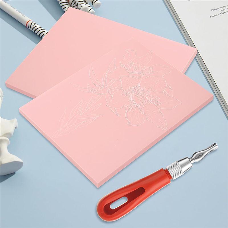 M-Modern-14PCS Rubber Stamp Carving Kit With Linoleum Block Carving Tools For Printmaking,Stamp Making Kit Block Printing Kit