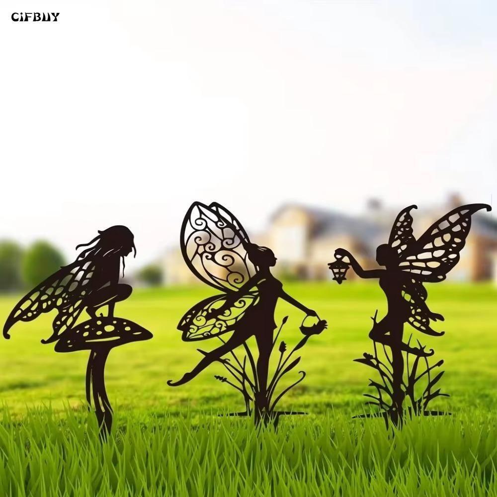 Metal Fairy Statue Garden Patio Decor