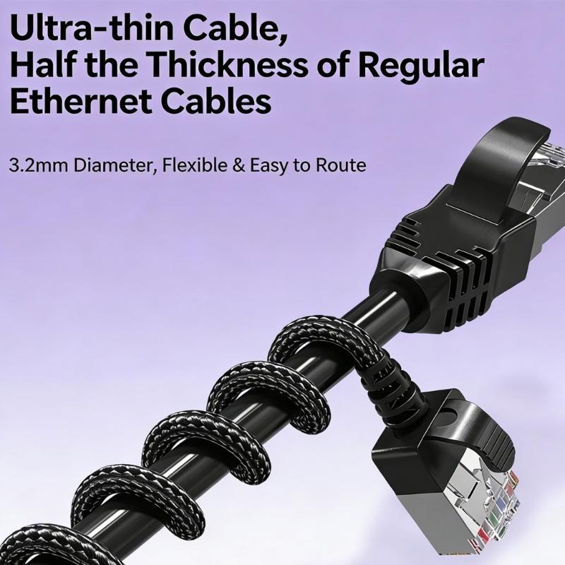 Space Saving Cat6 Ethernet Cable RJ45 10Gpbs Transmission Short Connector for Computer Broadband Router Accessories