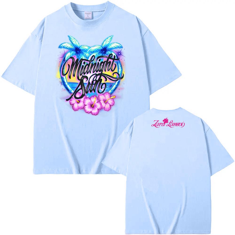 T-shirt Sole di Mezzanotte Estate 2026 Comoda T-shirt Zara Larsson Stampa Grafica TEE Cotone Casual Girocollo Top
