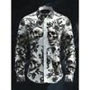 Mens Long Sleeve Button Up Hallloween Shirt Flower Skull 3d Print Hawaiian Shirt Men Women Fashion New Design Blouse Fit Camisas