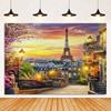 Cityscape Backdrop with French Eiffel Tower, Flower Lake Party Decorations, Wedding Birthday Supplies, Accessory Banner2024