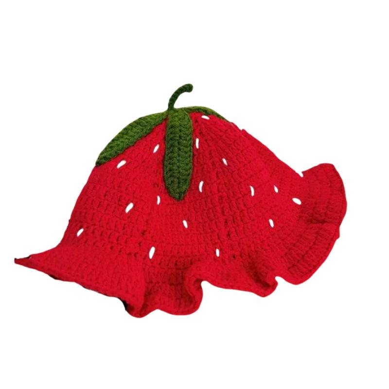 Strawberry Crochet Hat For Women , Knitted Winter Sweet Cute Warm Hat Christmas Cosplay