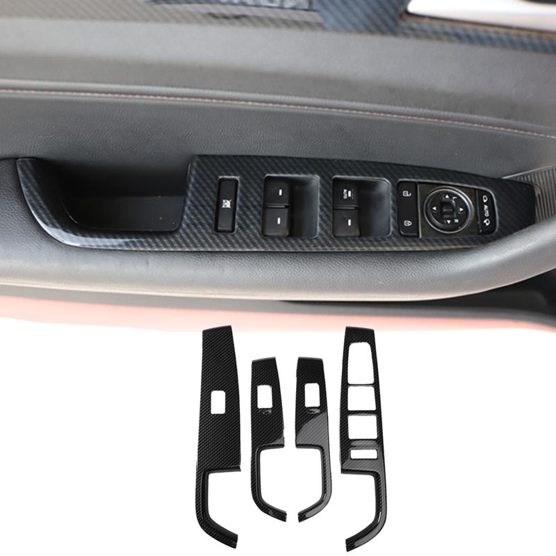 Für Hyundai Sonata 2015-Carbon Fiber Fensterheber Schalter Taste Panel Abdeckung Trim Innen Tür Armlehne Dekoration