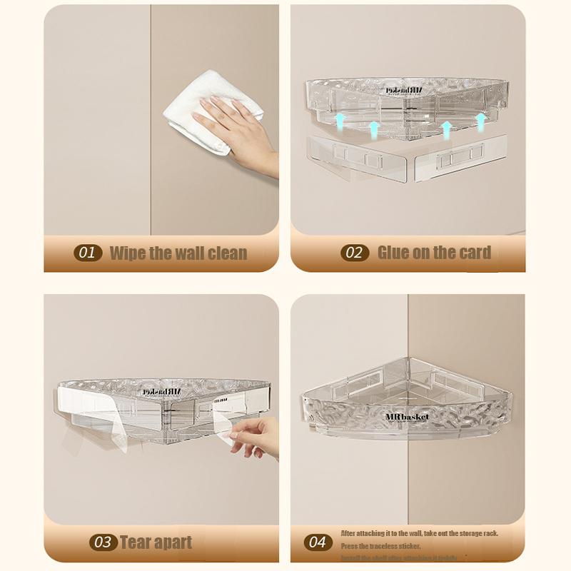 Umyvadlo Kosmetika Úložný stojan Acryli Sprchový úložný stojan Koupelnová polička Bez vrtačky Organizér Nástěnný držák toaletního šamponu