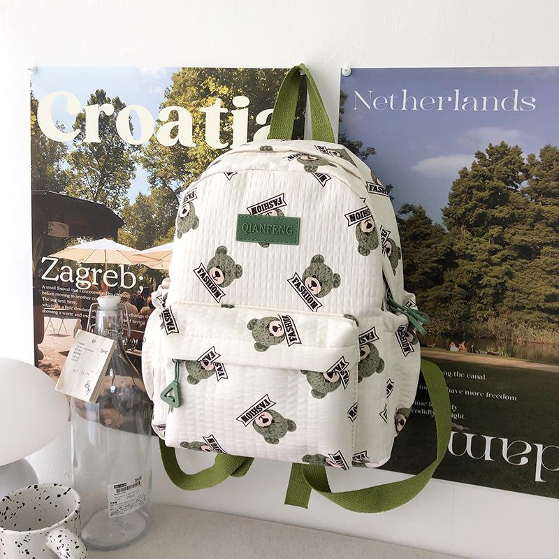 Schoolbag Japanese and Korean fresh and cute wind backpack bear bag junior high school college student simple and versatile lightweight casual