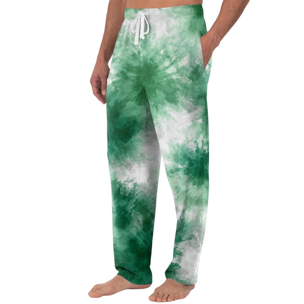 Men's Knitted Fashion Print Pocket Casual Pants Pajama Pants