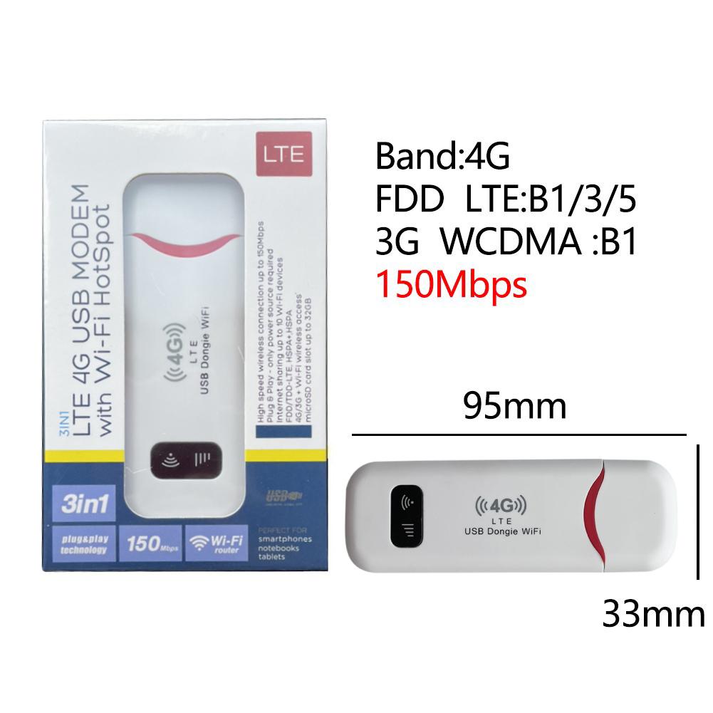 4G LTE Wireless USB Dongle Mobile Broadband Modem Stick Sim Card Slot Wireless Router Home Office Wireless WiFi Adapter 150Mbps