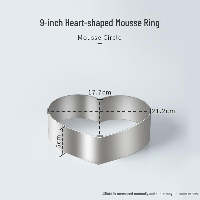 Round Square Heart-Shaped Mousse & Tower Ring, 4-10 Inch, Stainless Steel Baking Mold.