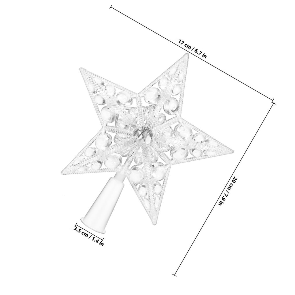 1Pcs Xmas Tree Topper Light Star Shaped LED Lamp Reusable Plastic Christmas Tree Decor for Festive Home Party Decoration