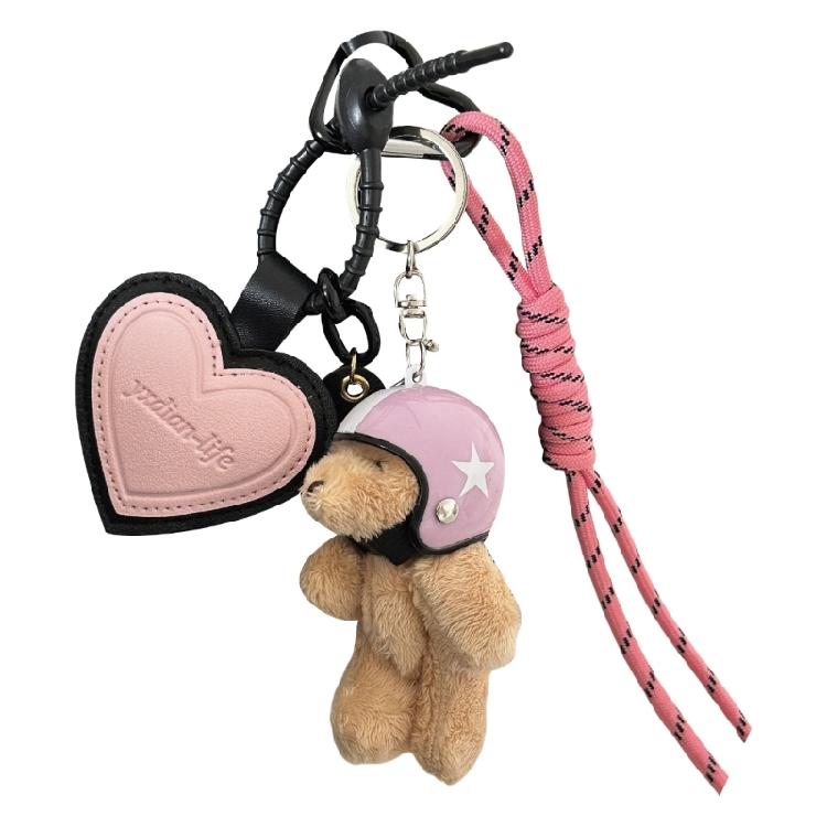 Heart Keying Creative Car Key Chain Lovely Bear Keychain Bag Charm Phone Keychain Woven Rope Pendant Bag Decorations