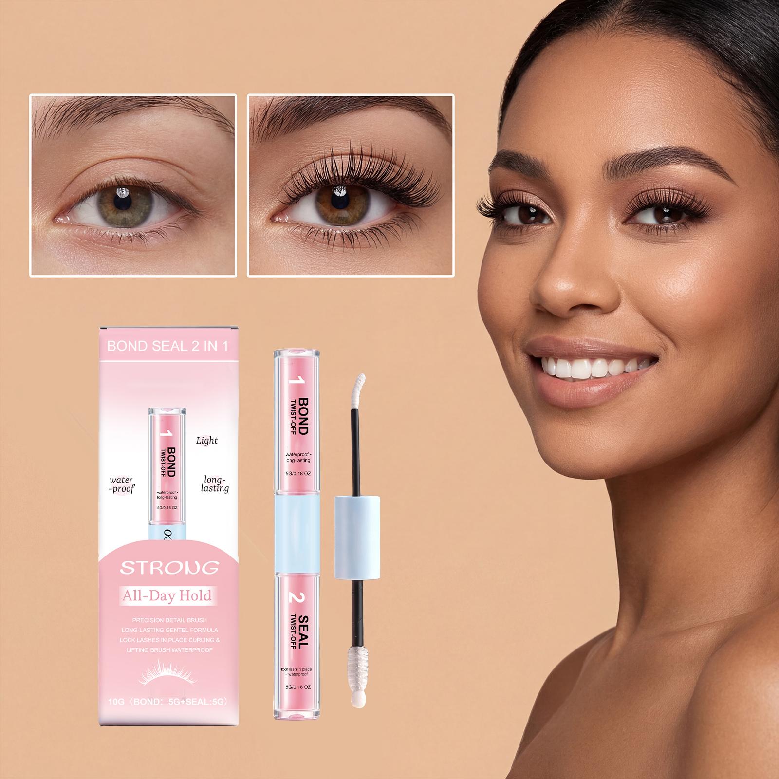

Bond Seal 2 in 1 Eyelash Adhesive and Sealer Waterproof Long-Lasting Lash Glue with Dual-Ended Applicator for Secure Eyelash Extension Hold One Size рожевий