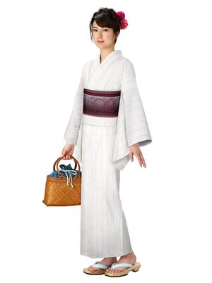 Cotton Shijira Single One Size Fits Shijira White [Kimonoya Sara] Material, Weave, Ready-made Yukata, Item, Most, Yukata, Stripes/plain Black, TA-4