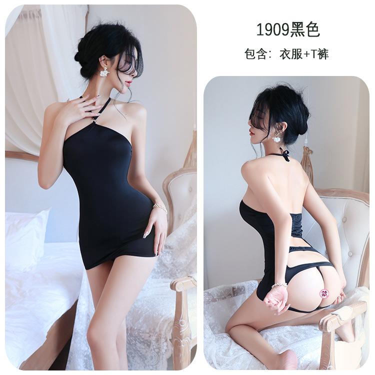 Summer Fashion Women'S Clothing Exotic2024 Solid Color Simple Bare Back Hanging Neck Collar Hollow Tight Fitting Jumpsuit Bub3