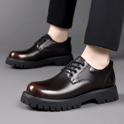 Klassische Trends Frühling Outdoor Herren Lederschuhe Plateau Oxfords Herren Derby Schuhe Lässig Herren Schnürschuhe Dickbesohlte Arbeitsschuhe